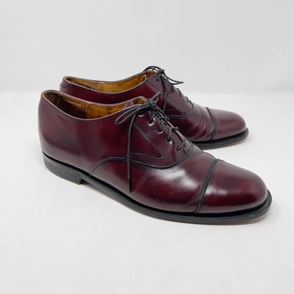 Cole Haan Mens 9.5 Brown Leather Lace Up Oxford Dress Shoes Leather Sole Almond - Picture 1 of 12